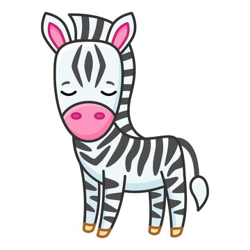 Zoo animal for children coloring book. Funny zebra in a cartoon style. Trace the dots and color the picture