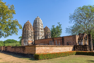 View of the ruins on the ancient Buddhist temple Wat Sri Sawai in the historical park of the...