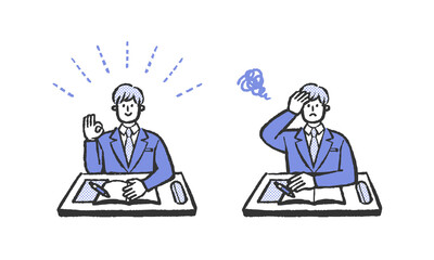 勉強するブレザーの男子高生