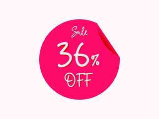 36 percent off sticker, 36% off sale of special offers