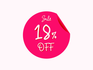18 percent off sticker, 18% off sale of special offers