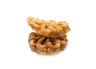 Delicious sweet fried oil cake on isolated white background