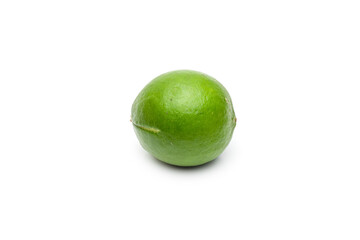 Whole green lemon fruit on isolated white background