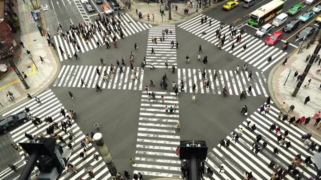 Time lapse of busy intersection in Ginza, Tokyo, Japan.