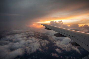 Fototapeta na wymiar Looking Out Through Airplane Window.