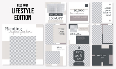 Set of editable social media instagram post fashion design vector template ai and eps10