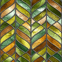 Printed roller blinds 3D Stained glass seamless texture with leaf pattern for window, colored glass, 3d illustration