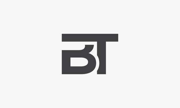 BT letter logo connected concept isolated on white background.