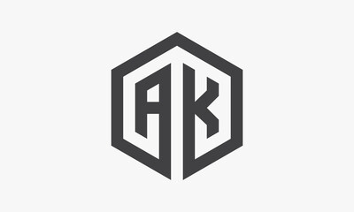 letter AK hexagonal concept isolated on white background.