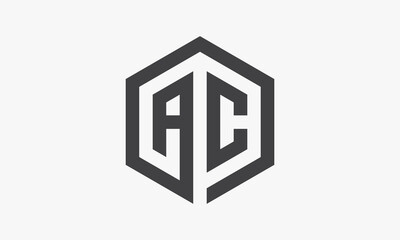 letter AC hexagonal concept isolated on white background.