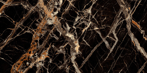 Black marble with golden veins, Emperador marbel texture with high resolution, The luxury of polished limestone background. Modern glossy portoro backdrop, Italian breccia granite slab ceramic tile.
