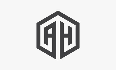 letter AH hexagonal concept isolated on white background.