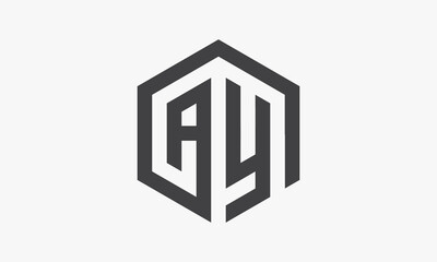 letter AY hexagonal concept isolated on white background.