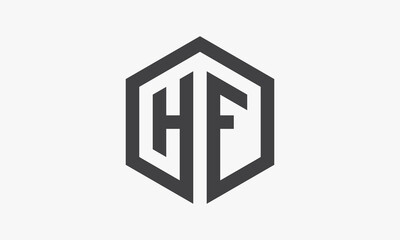HF hexagon letter logo isolated on white background.