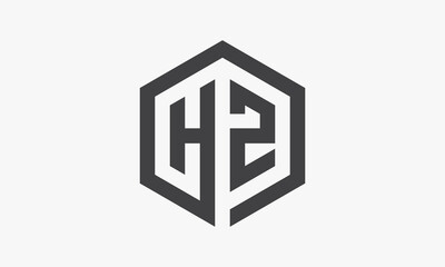 HZ or H2 hexagon letter logo isolated on white background.