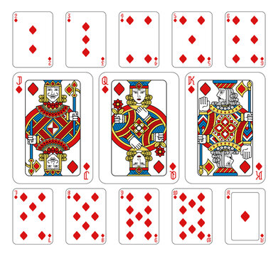Playing Cards Diamonds Yellow Red Blue and Black
