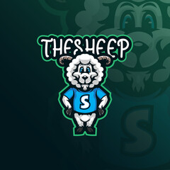 sheep mascot logo design vector with modern illustration concept style for badge, emblem and t shirt printing. smart sheep illustration.