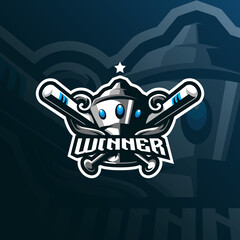 winner mascot logo design vector with modern illustration concept style for badge, emblem and t shirt printing. winner illustration for sport and esport team.