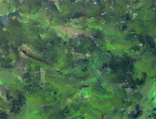 暗い緑を塗り付けたアクリルテクスチャ