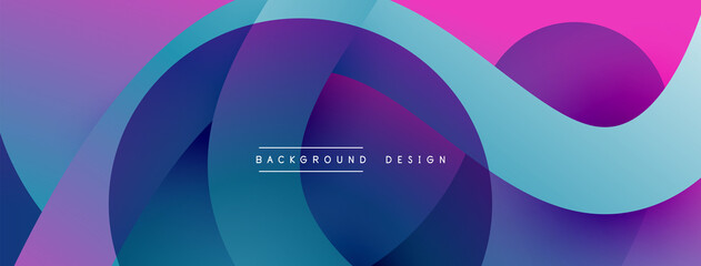 Abstract overlapping lines and circles geometric background with gradient colors