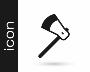 Black Wooden axe icon isolated on white background. Lumberjack axe. Vector