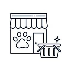 Store of goods for animals. Concept. Vector icon isolated on white background.