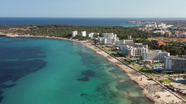 Aerial view on Cala Millor beach on Mallorca island in the Mediterranean Sea