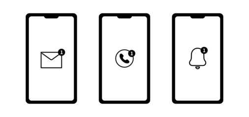 色々なアイコンに通知のマークが付いている、スマホの画面セット