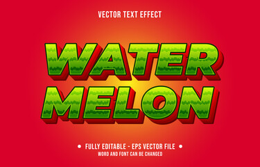 Editable text effect gradient green and red fresh watermelon fruit style