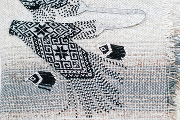 Ethnic decoration gerdan, viconane z biseru, ukrainian gerdan and earrings. hand weaving, geometric pattern.