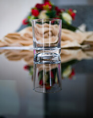 empty glass with colorful background