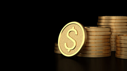 Stack of gold coin on black background. financial and investment concept. 3D illustration