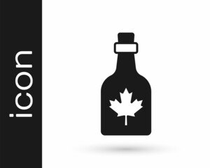 Black Bottle of maple syrup icon isolated on white background. Vector