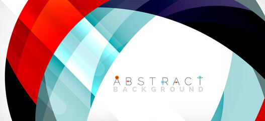 Geometric abstract background. Circle created with overlapping color shapes. Vector Illustration For Wallpaper, Banner, Background, Landing Page