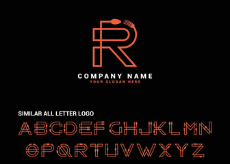 R Food Letter logo, R spoon letter logo