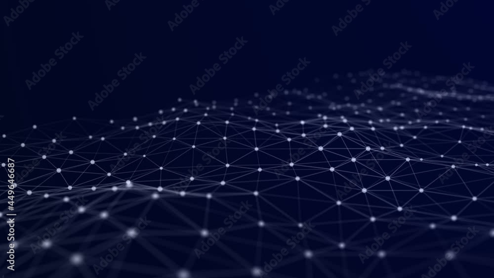 Poster a wave of dots and lines of network connection. technological background. 3d rendering. seamless loo
