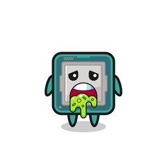 the cute processor character with puke