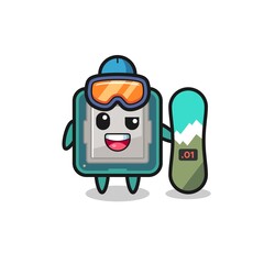 Illustration of processor character with snowboarding style