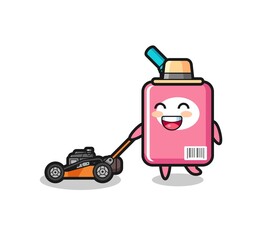 illustration of the milk box character using lawn mower