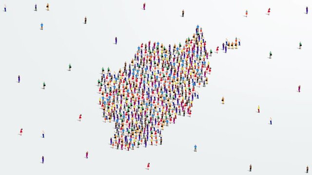 Afghanistan Map A large group of people form to create the Afghanistan map. 4K Video Animation.