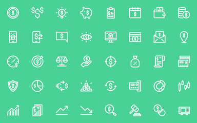 set of finance line icons, money, fintech, payment