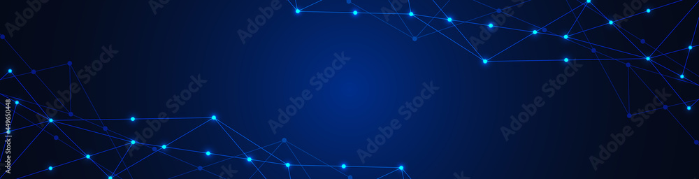 Fototapete website header or banner design with abstract polygonal background and connecting dots and lines. gl