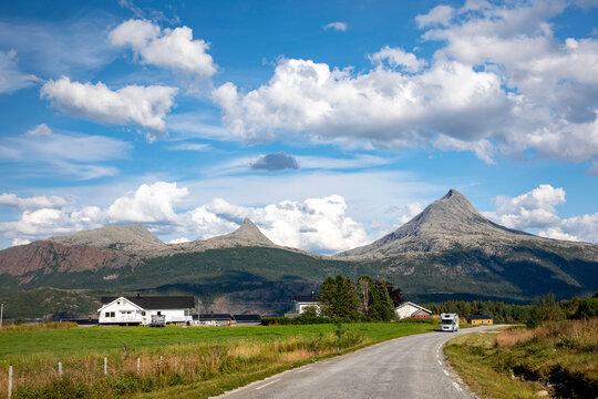 View of Bindal's mighty mountain Heilhornet 1024 meters high,Helgeland,Nordland county,scandinavia,Europe