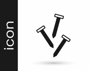 Black Metallic nails icon isolated on white background. Vector