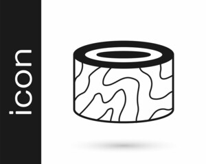 Black Tree stump icon isolated on white background. Vector