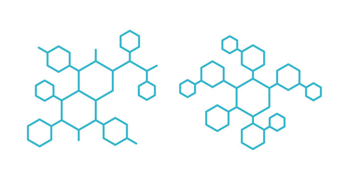 Hormone hexagon structure molecule. The substance chemical formula. Open paths. Editable stroke. Vector outline contour line.