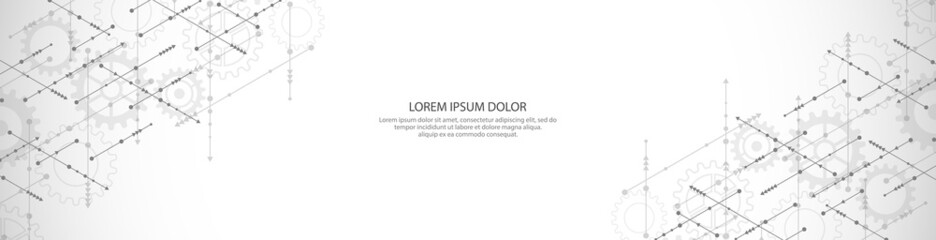 Website header or banner design template. Abstract technology background with arrows and lines