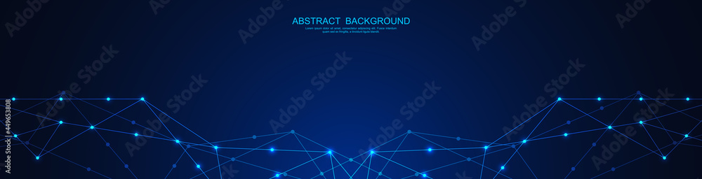 Fototapete website header or banner design with abstract polygonal background and connecting dots and lines. gl