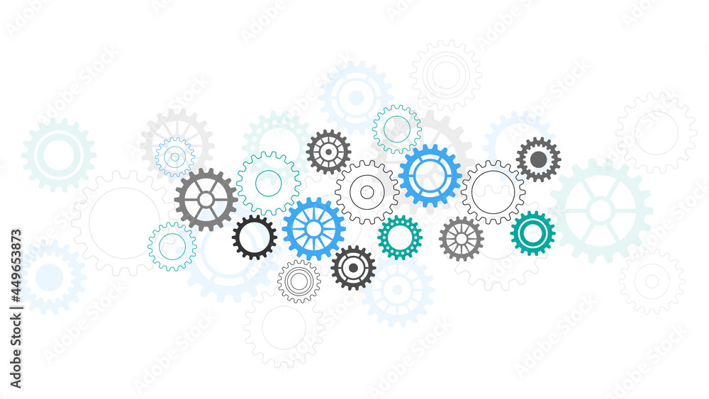 Poster cogs and gear wheel mechanisms. concepts and ideas for hi-tech digital technology and engineering de