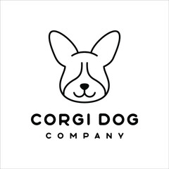 Fototapeta na wymiar Corgi dog logo with minimalistic line design style